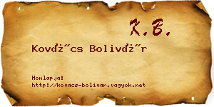 Kovács Bolivár névjegykártya
